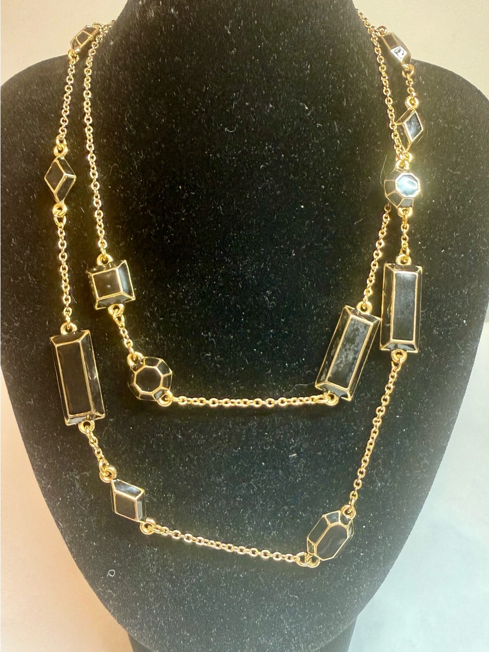 kate spade Gold-Tone Necklace with Black Gem Accents